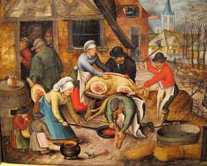 Brueghel, Peasants slaughtering a pig