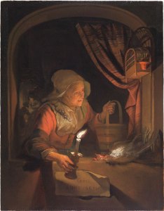 Gerrit Dou, Old Woman at a Niche by Candlelight, 1671