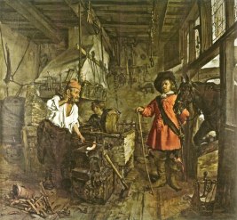 Gabriel Metsu, A Cavalier Visiting a Blacksmith's Shop, (1654-6)